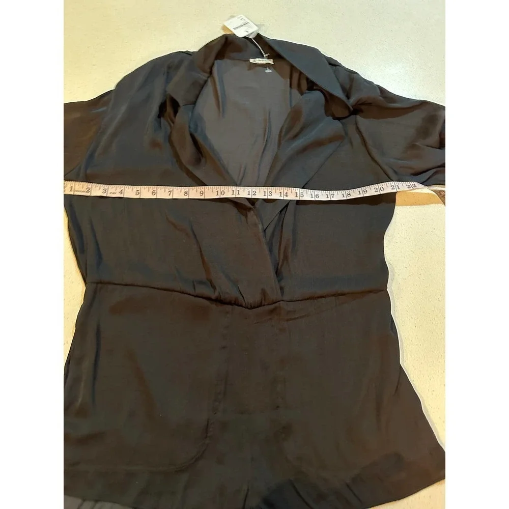 Free People Black Satin Playsuit